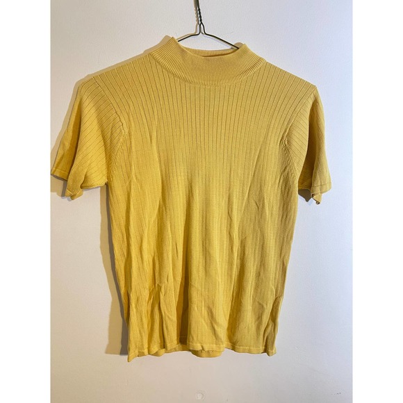 bill blass Tops - 🌟 Bill Blass Sport Vintage 90s Yellow Mock Neck Silk Top